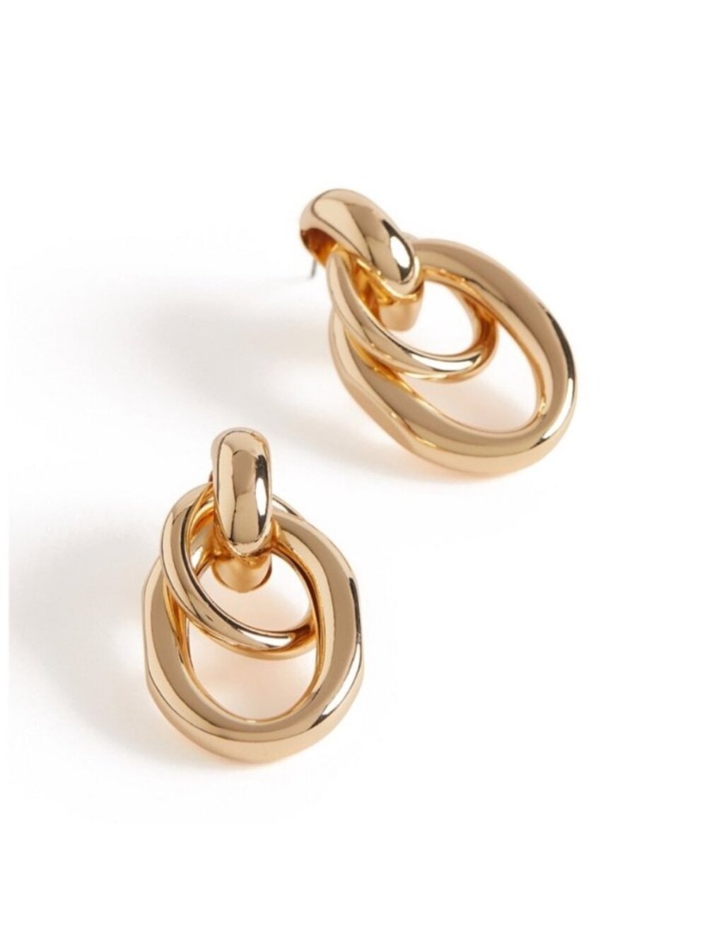 New! Gold Interlock Loop Earrings NWOT